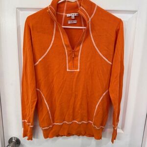 Peter Millar Element 4 Warmth Men Orange Quarter Zip Sweater Long Sleeve